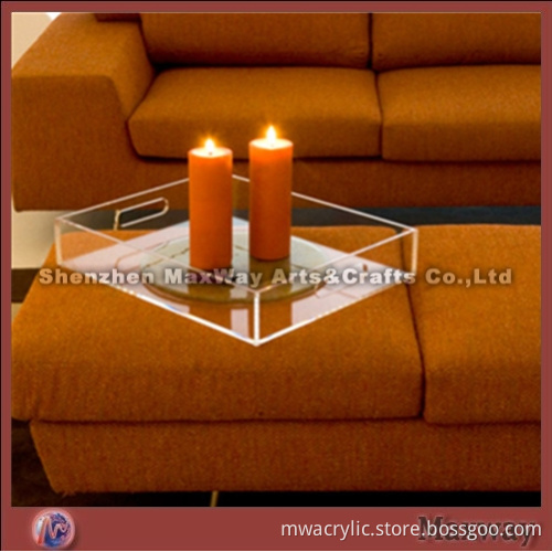 High Clear Square Tray with Handle